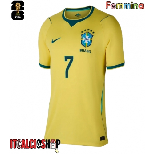 Brasile Vinicius Junior #7 Prima Maglia Femmina Mondiali 2026 Manica Corta